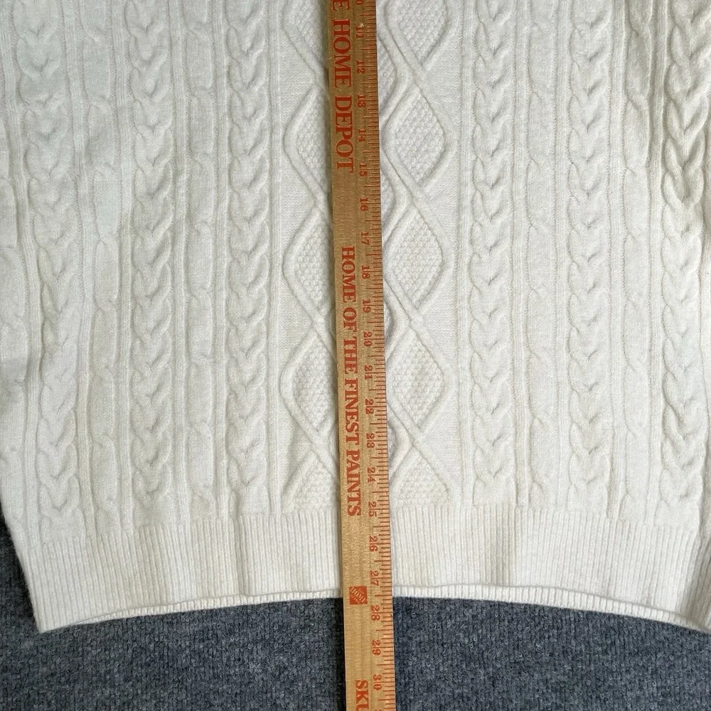 Aelfric Eden Retro 90s Cable Knit Sweater Men XL White Cream Ivory Fisherman‎
